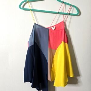 Anthropologie Lilka Silk Color Block Tank Top Size M